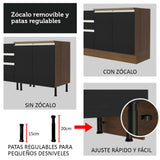 Kit Cocina Lineal- Glamy 290 cm - Marrón- Negro / Marrón