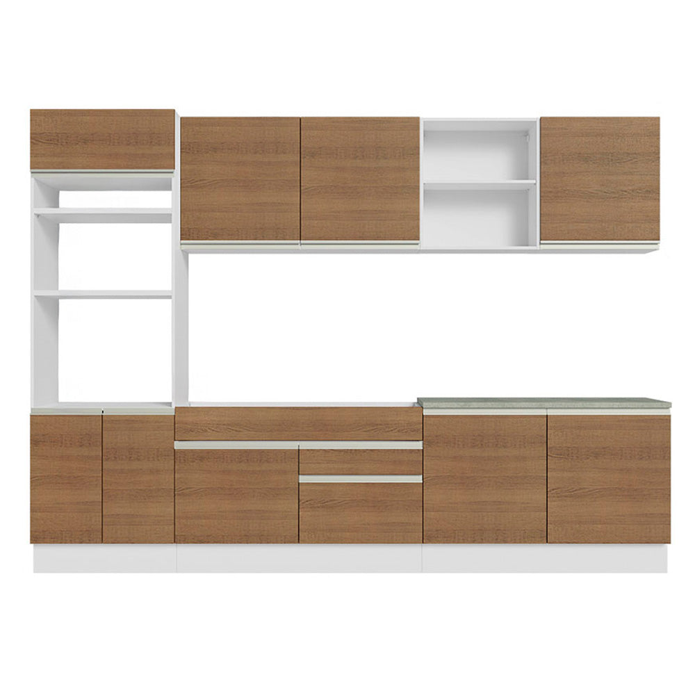 Cocina Integral 310 cm Con Mueble para Horno Blanco/Marrón Glamy Madesa