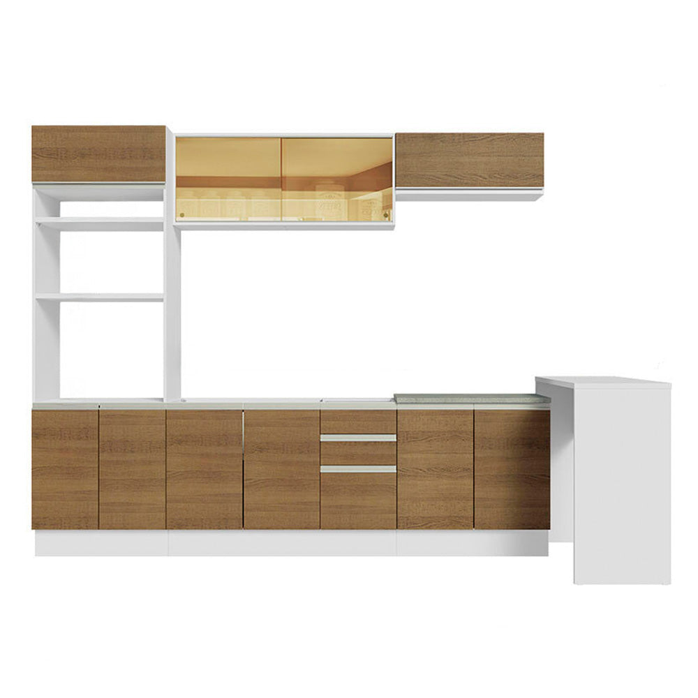 Cocina Integral 315 cm Blanco/Marrón Glamy 01