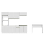 Kit Cocina Integral 385 cm Con Mueble para Horno y Barra de Cocina Blanco Glamy Madesa