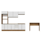 Kit Cocina Integral 385 cm y Barra de Cocina Marrón/Blanco Glamy Madesa