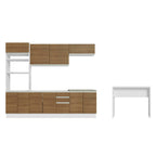 Kit Cocina Integral 385 cm Con Mueble para Horno y Barra de Cocina Blanco/Marrón Glamy Madesa