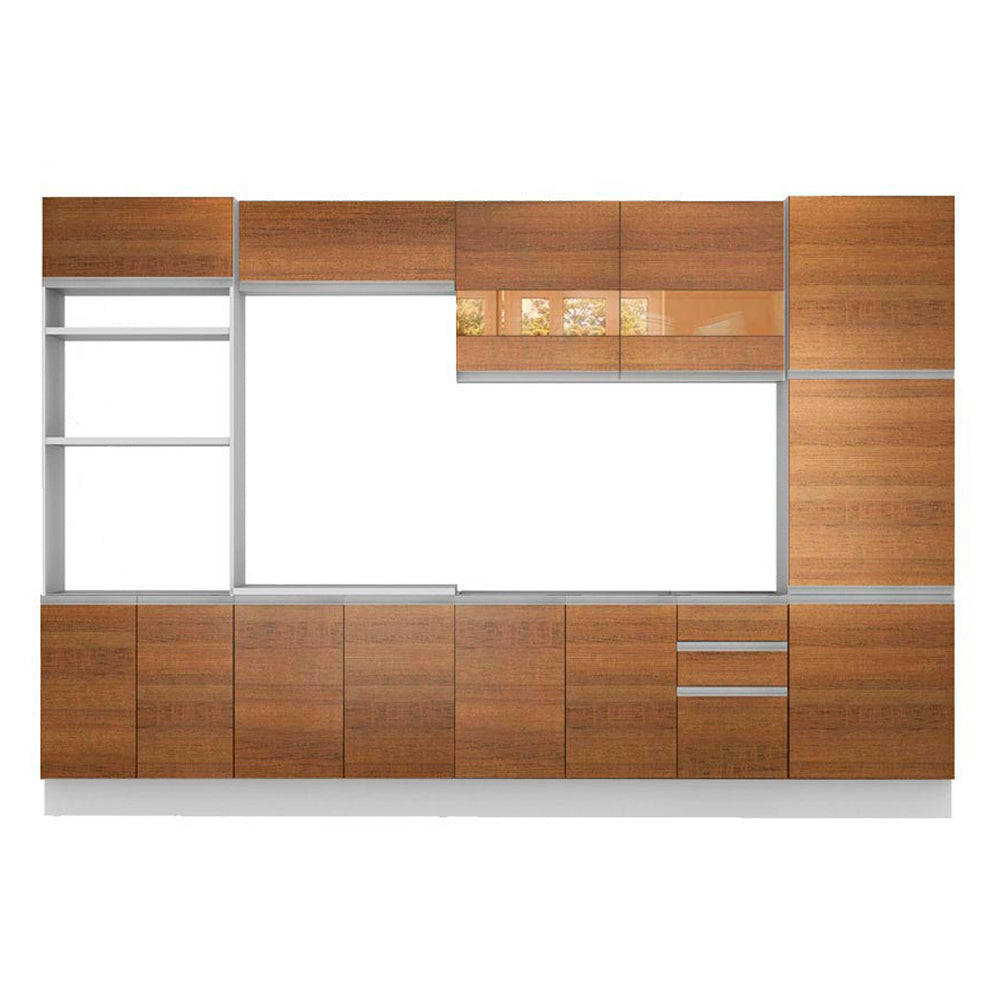 Cocina Integral 330 cm Con Mueble para Horno Blanco/Marrón Glamy Madesa