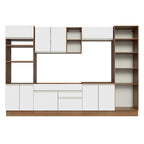 Cocina Integral 330 cm Con Mueble para Horno y Despensa Abierta Marrón/Blanco Glamy Madesa