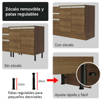 Cocina Integral 340 cm Con Vitrina y Mueble para Horno Marrón Glamy Madesa