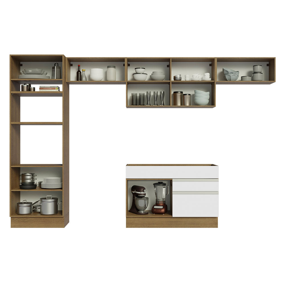 Cocina Integral 350cm Marrón/Blanco Glamy 01
