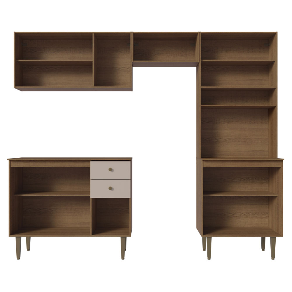 Cocina Compacta 235cm Marrón/Crema Gourmet 01