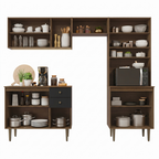 Cocina Compacta 235 cm Con Mueble para Horno Marrón/Negro Gourmet Madesa