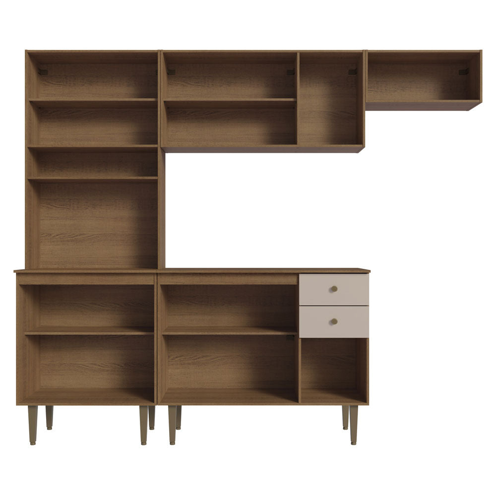 Cocina Compacta 235 cm Con Mueble para Horno Marrón/Crema Gourmet Madesa
