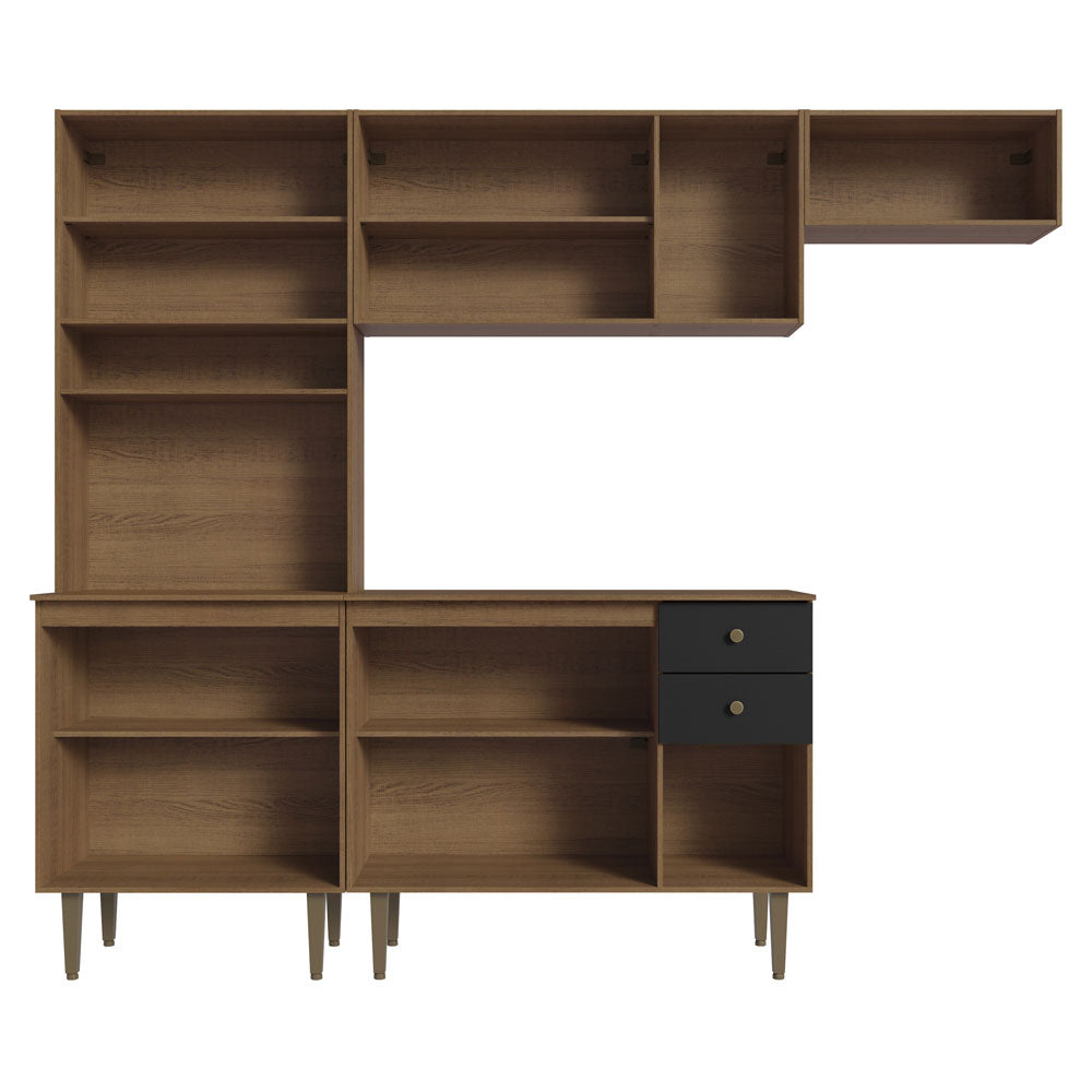Cocina Compacta 235cm Marrón/Negro Gourmet 02