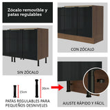 Cocina Integral 180 cm Lux Marrón/Negro 01