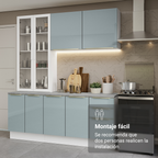 Cocina Compacta 190 cm Con Vitrina Blanco/Gris Lux Madesa