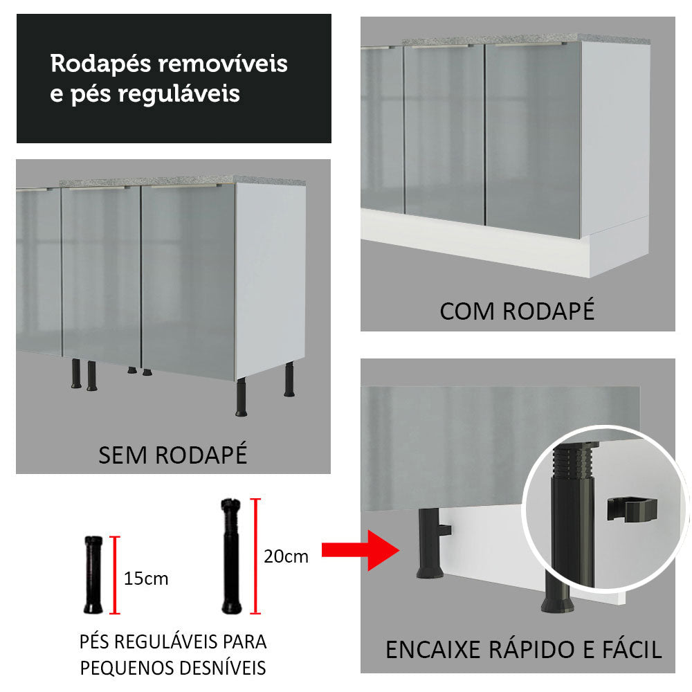 Cocina Integral 260cm Lux Blanco/Gris 08