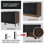 Cocina Integral 270 x 60 cm Con Mueble para Horno Marrón/Negro Lux Madesa