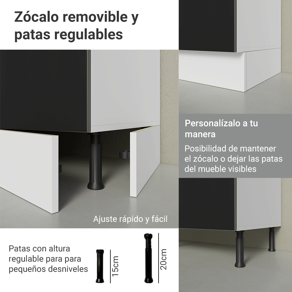 Cocina Integral 400cm Lux Blanco/Negro 01