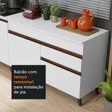 Kit con 2 Gabinetes de Cocina Madesa Reims 4 Puertas 1 Cajón (Con Encimera) Blanco