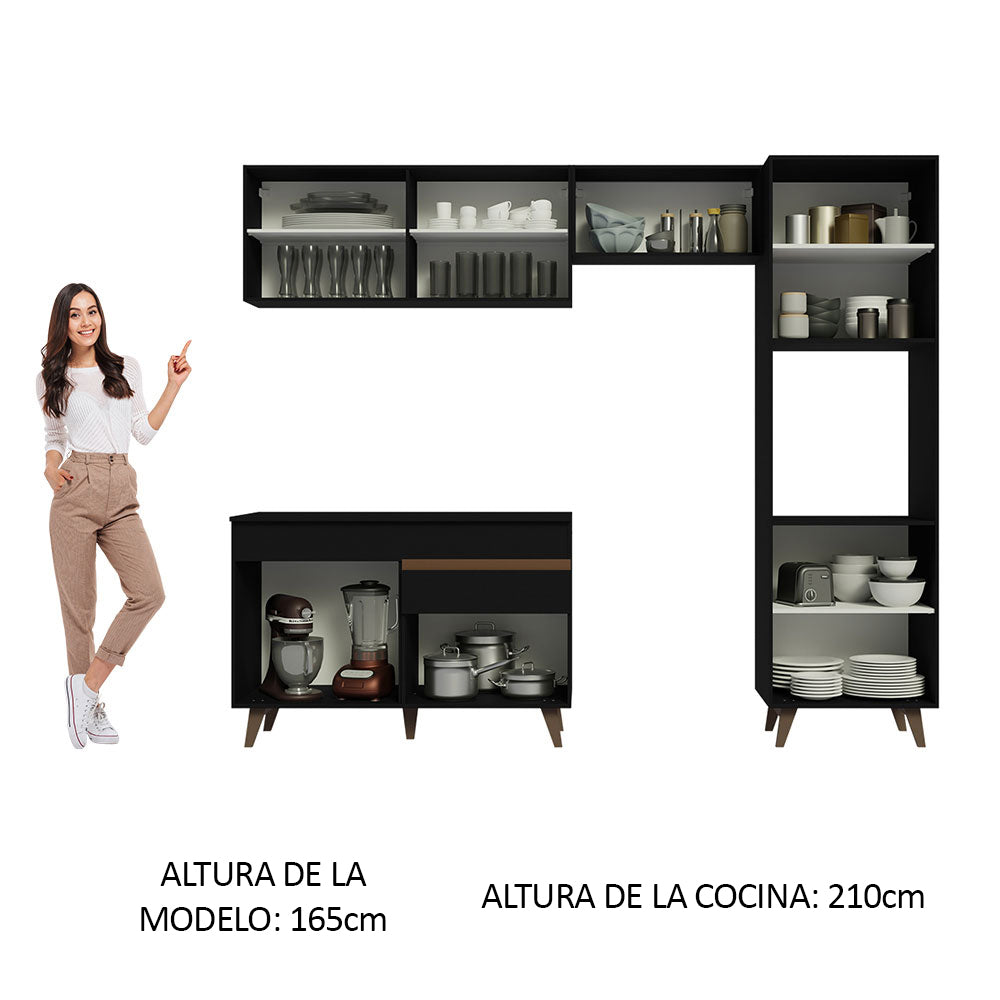 Cocina Integral 250cm Negro Reims Madesa 05