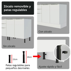 Kit Gabinete Bajo 2 Puertas y Vitrina 70 cm Blanco Stella Madesa