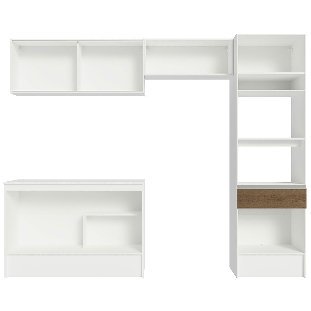 Cocina Integral 260 cm Con Mueble para Horno Blanco/Marrón Topázio Madesa