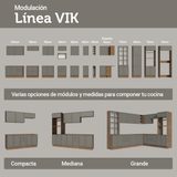 Combo Gabinete + Vitrina 70 cm Marrón/Gris Vik Madesa 02