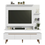 Mueble con Panel para TV hasta 60 Pulgadas 180 cm con patas Blanco/Marrón Reims Madesa