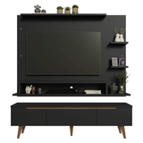 Mueble con Panel para TV hasta 60 Pulgadas 180 cm con patas Negro/Marrón Reims Madesa