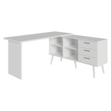 Escritorio de Estudio Esquinero 3 Cajones Blanco/Marrón Lisboa Madesa