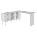 Escritorio Esquinero Gamer 302 cm 3 Cajones Blanco Madesa