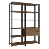 Estante Armario Multiuso para Escritorio 129cm 9 Repisas 2 Gavetas Marrón/Negro Madesa