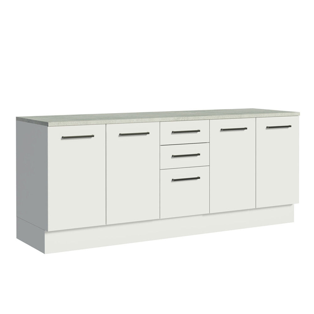 Kit 2 Gabinetes Bajos Multiuso 200 cm 4 Puertas 3 Cajones Blanco Agata Madesa