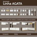 Kit 2 Gabinetes Bajos Multiuso 200 cm 4 Puertas 3 Cajones Marrón/Blanco Agata Madesa