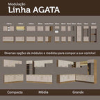 Kit 2 Gabinetes Bajos Multiuso 200 cm 4 Puertas 3 Cajones Marrón/Crema Agata Madesa