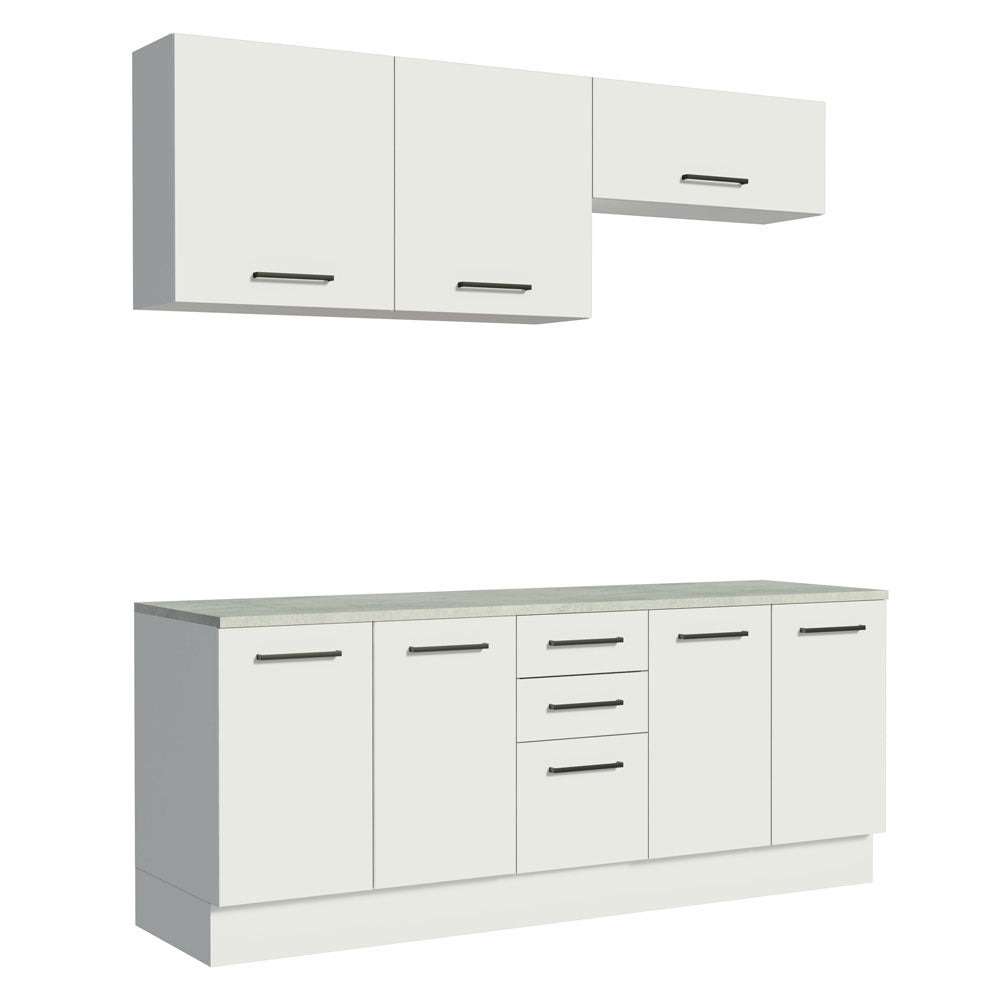 Kit 2 Gabinetes Bajos 2 Gabinetes Superiores 200 cm Blanco Agata Madesa