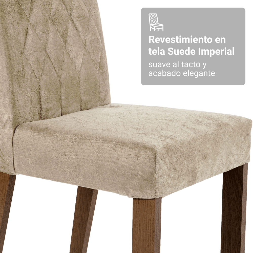 Conjunto de Comedor Mesa Encimera de Vidrio 4 Sillas Marrón/Imperial Porto Madesa