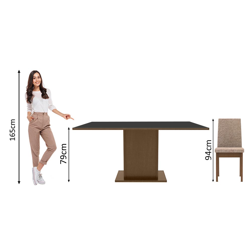 Juego de Comedor Mesa Encimera de Madera 6 Sillas Marrón/Negro Ohana
