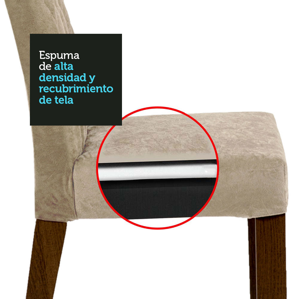 Juego de Comedor Mesa Vidrio 6 Sillas Stéfani - Marrón/Negro/Imperial