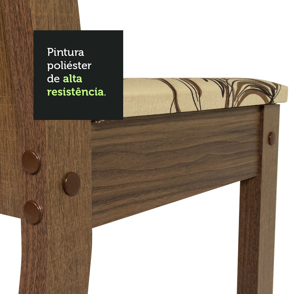 Conjunto de Comedor 6 Sillas Marrón/Lírio Sharon Madesa