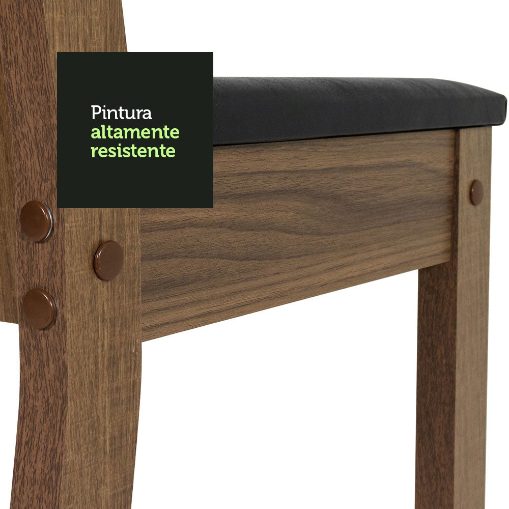 Juego de Comedor Mesa Encimera de Madera 6 Sillas Marrón/Negro Sharon