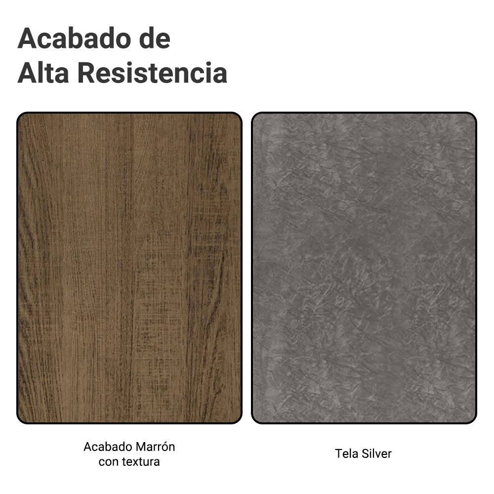 Juego de Comedor con Encimera de Madera 6 Sillas Marrón/Silver Allegro