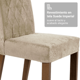 Conjunto de Comedor Encimera de Vidrio 6 Sillas Marrón/Crema/Imperial Sintra Madesa