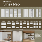 Kit Recámara 200 cm Clóset Modular y Cómoda Blanco Neo Madesa