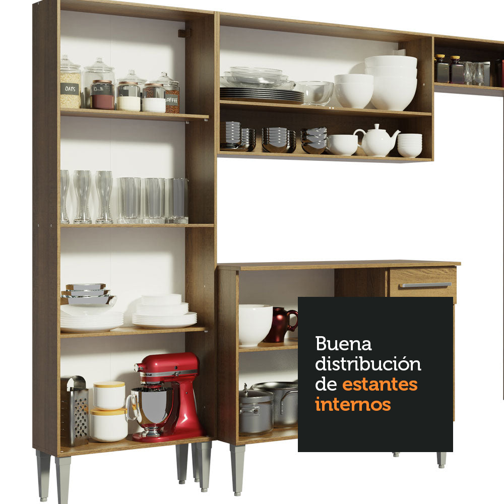 Cocina Integral 229cm con Fregadero Marrón Emilly 11