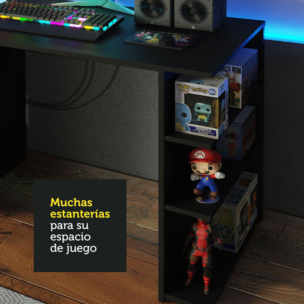 Escritorio Gamer 114 cm Negro Madesa