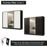 Clóset Matrimonial 100% MDF Royale 3 Puertas Corredizas con Espejo Negro/Blanco