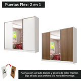 Clóset Matrimonial 100% MDF Royale 3 Puertas Correderas con Espejo Blanco/Marrón