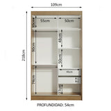 Clóset Soltero Tokio 2 Puertas Correderas 2 Cajones Marrón