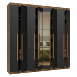 Clóset Matrimonial Venus 8 Puertas Batientes con Espejo Marrón/Negro/Marrón