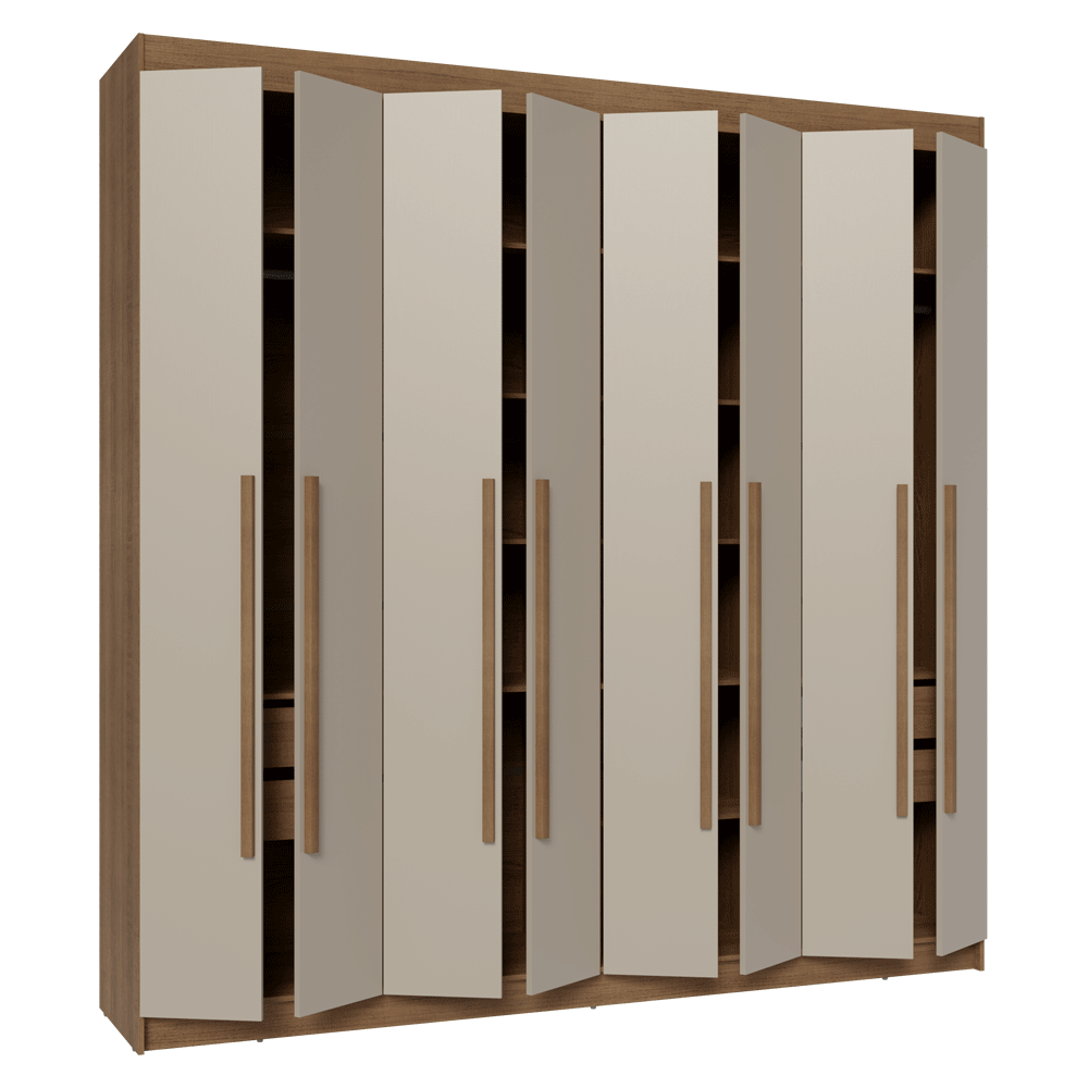 Clóset Matrimonial Venus 8 Puertas Batientes Marrón/Crema/Marrón