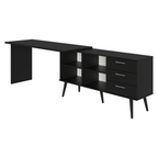 Escritorio Esquinero 302 cm 3 Cajones Negro Madesa