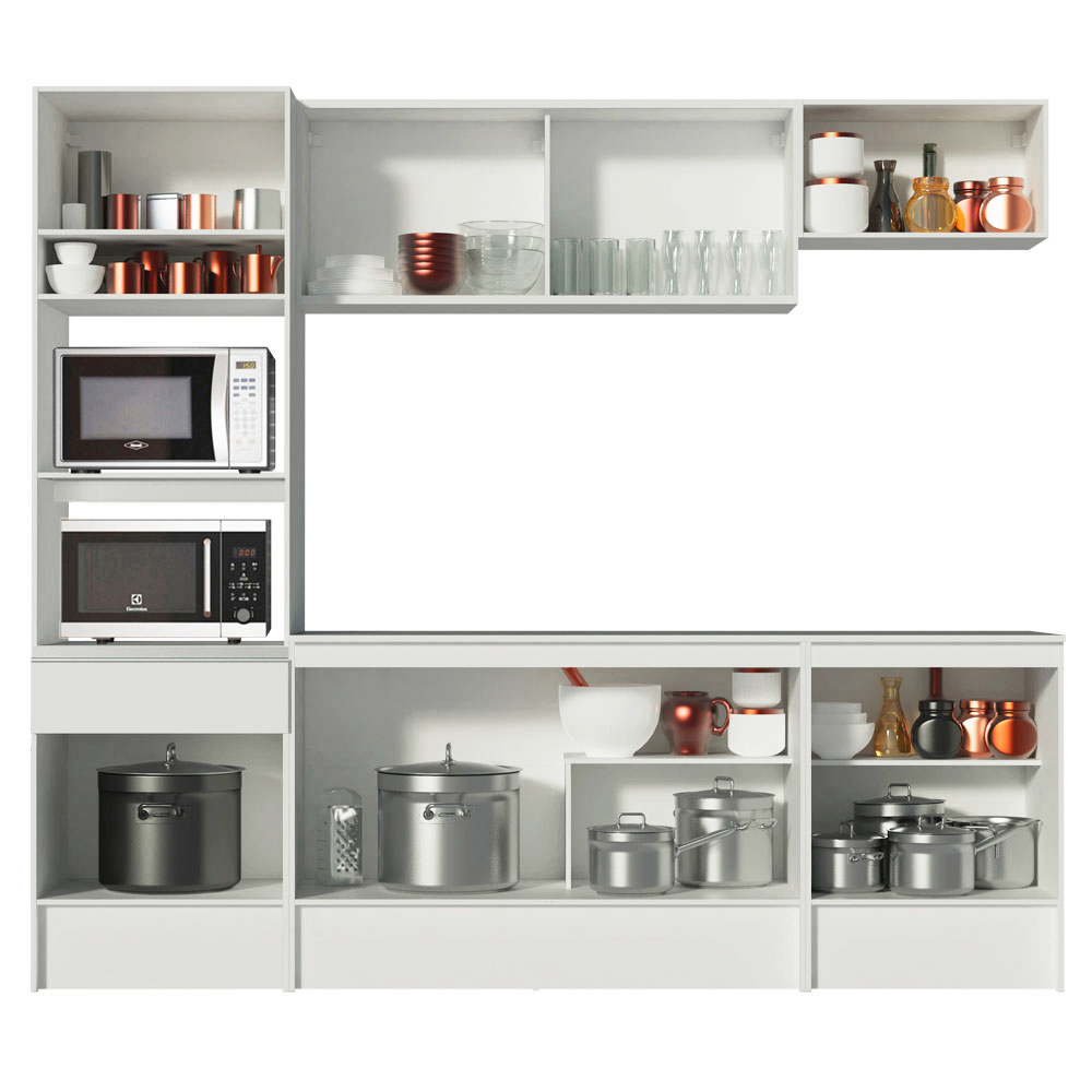 Cocina Compacta 240 cm con Mueble para Horno Blanco Topázio Madesa